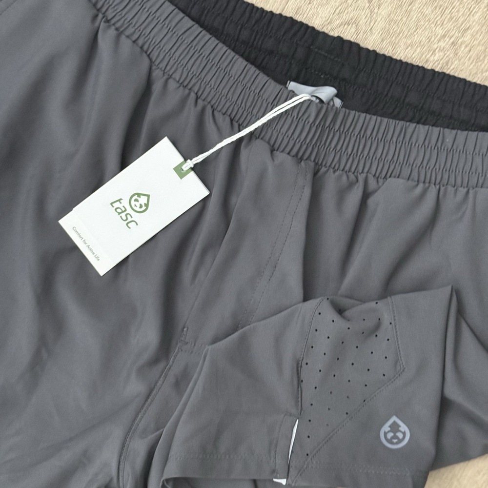 NWT Tasc Performance Bamboo Recess 7" 2 In 1 Shorts Mens L Dark Alloy Grey Lined